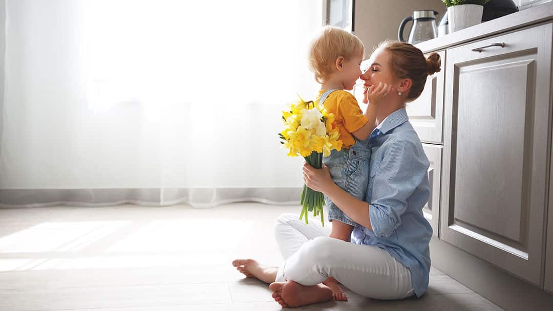 Happy mom and baby